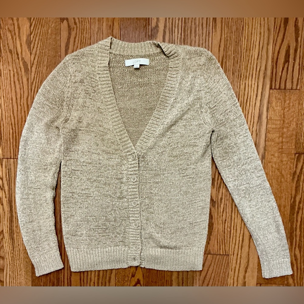 LOFT Light Brown Cardigan Sweater
